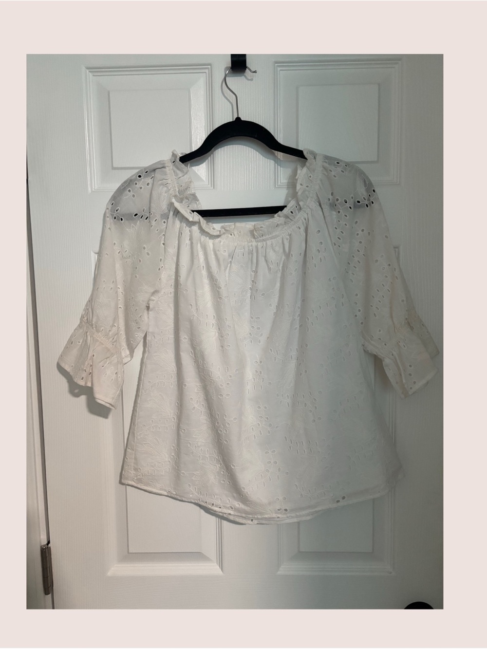 White Eyelet off the shoulder Peasant Top - Women's Elegant Summer Blouse